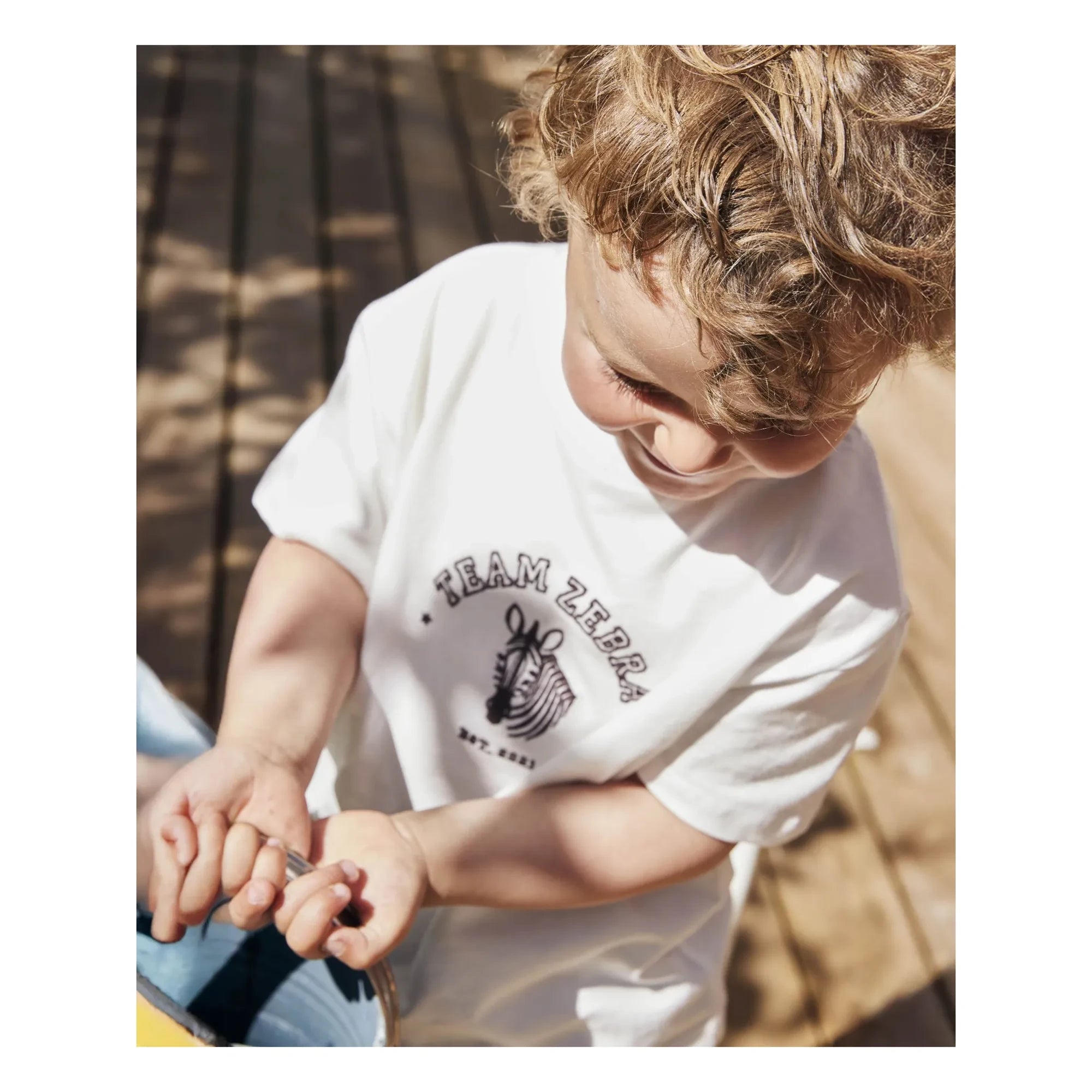 Fliink - Camiseta de algodón orgánico Summer Zebra | Blanca