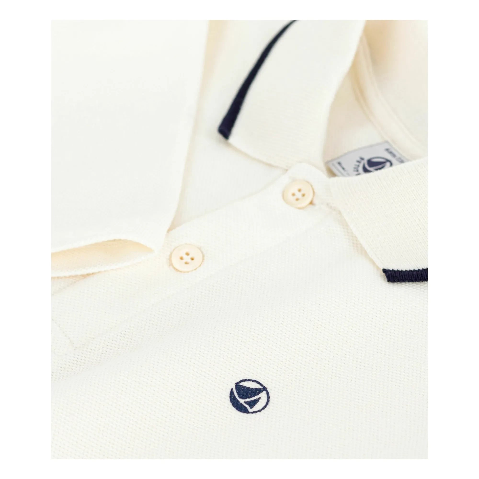 Petit Bateau - Polo de algodón orgánico con ribete en contraste | Crudo