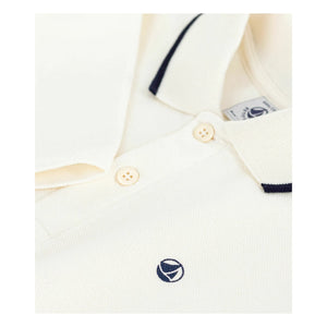 Petit Bateau - Polo de algodón orgánico con ribete en contraste | Crudo