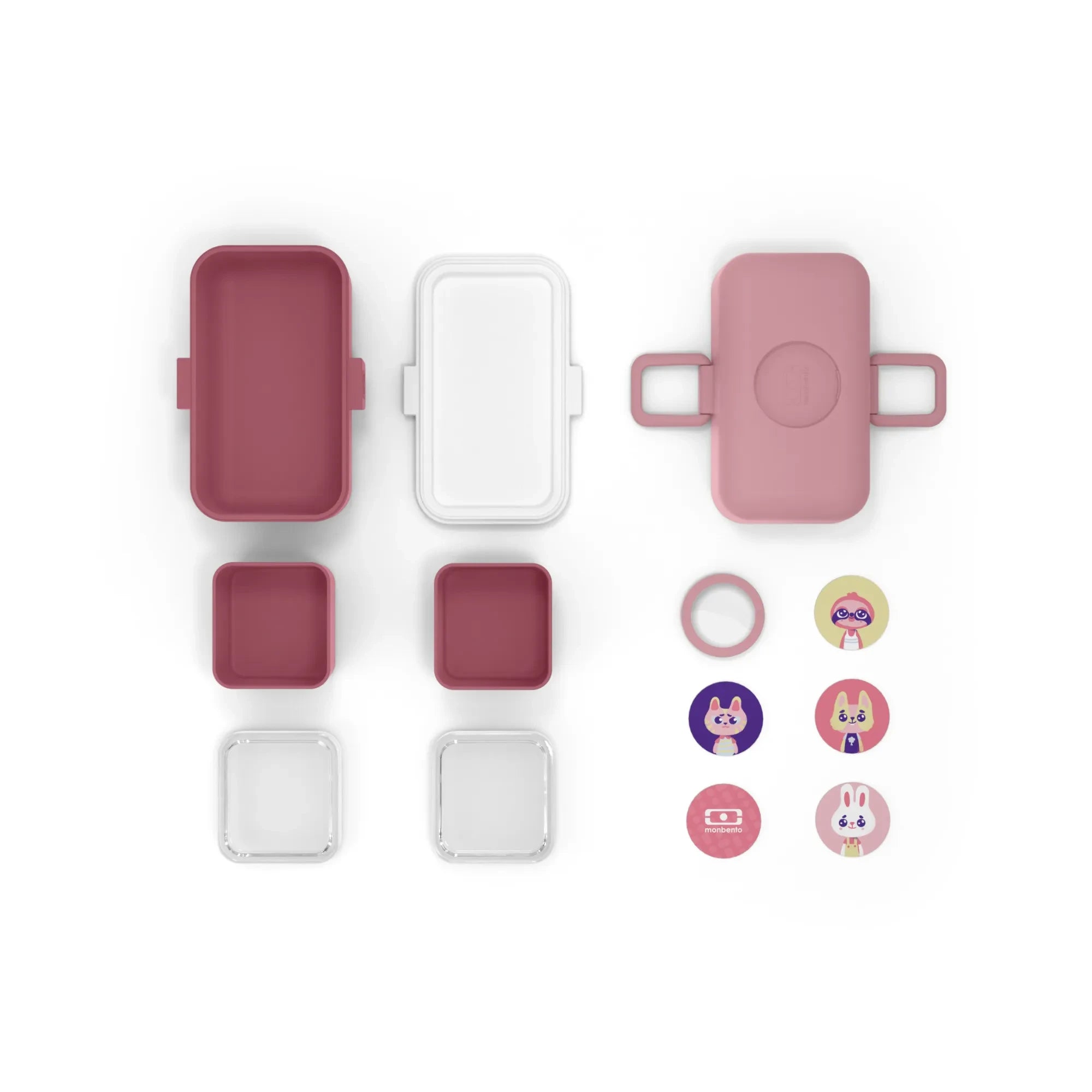 Monbento - MB Tresor Bento modular de 3 compartimentos para niños | Rosa Atardecer