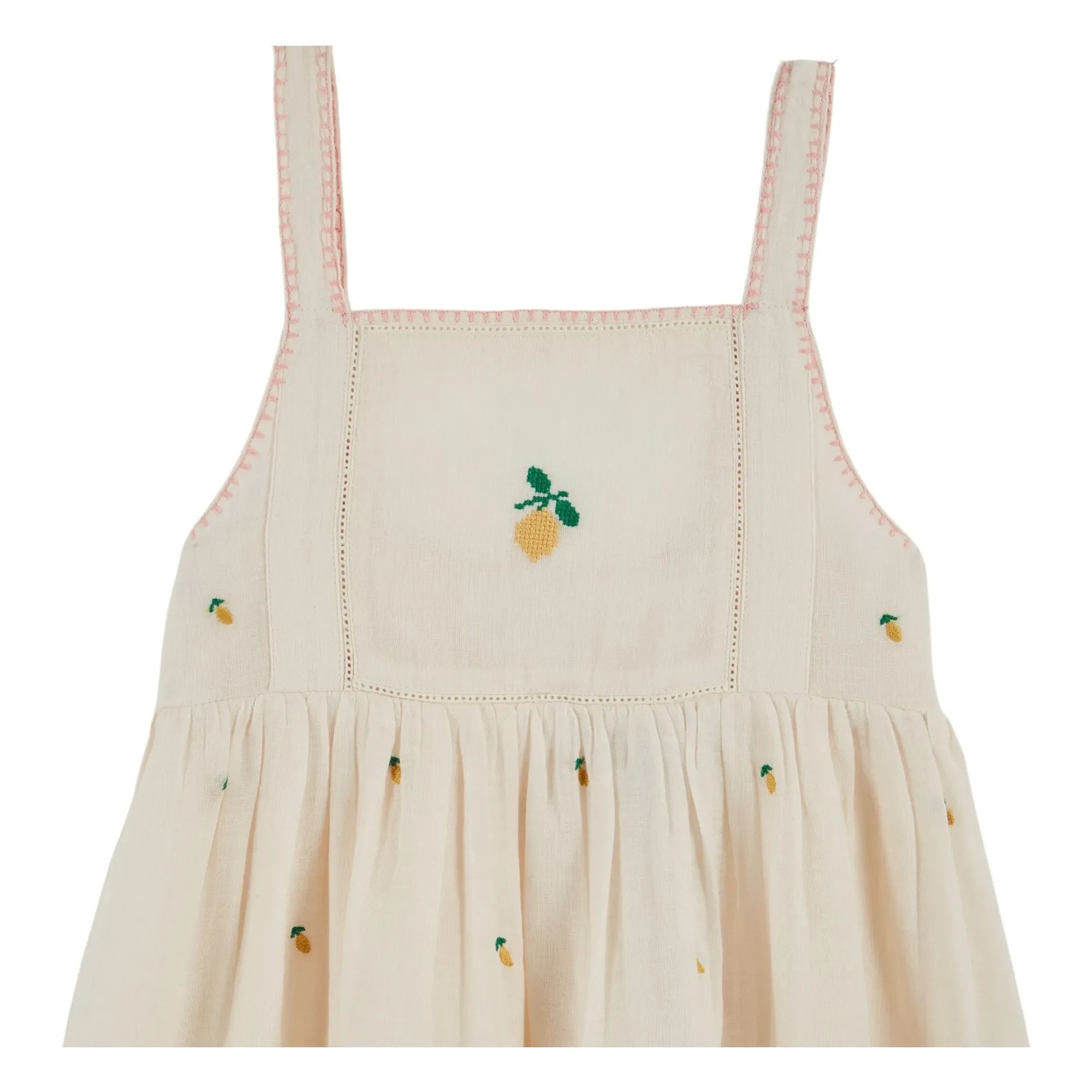 Emile et Ida - Vestido con bordado de limón | Crema
