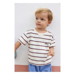 Bonton - Livo Viva Camiseta de punto de toalla a rayas | Blanco