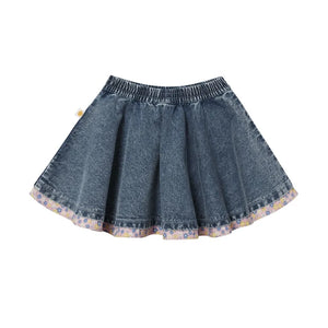 Goldie + Ace - Mavi Denim Çiçek Desenli Etek