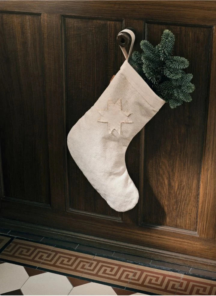 Ferm Living - Calcetín navideño de algodón orgánico | Beige