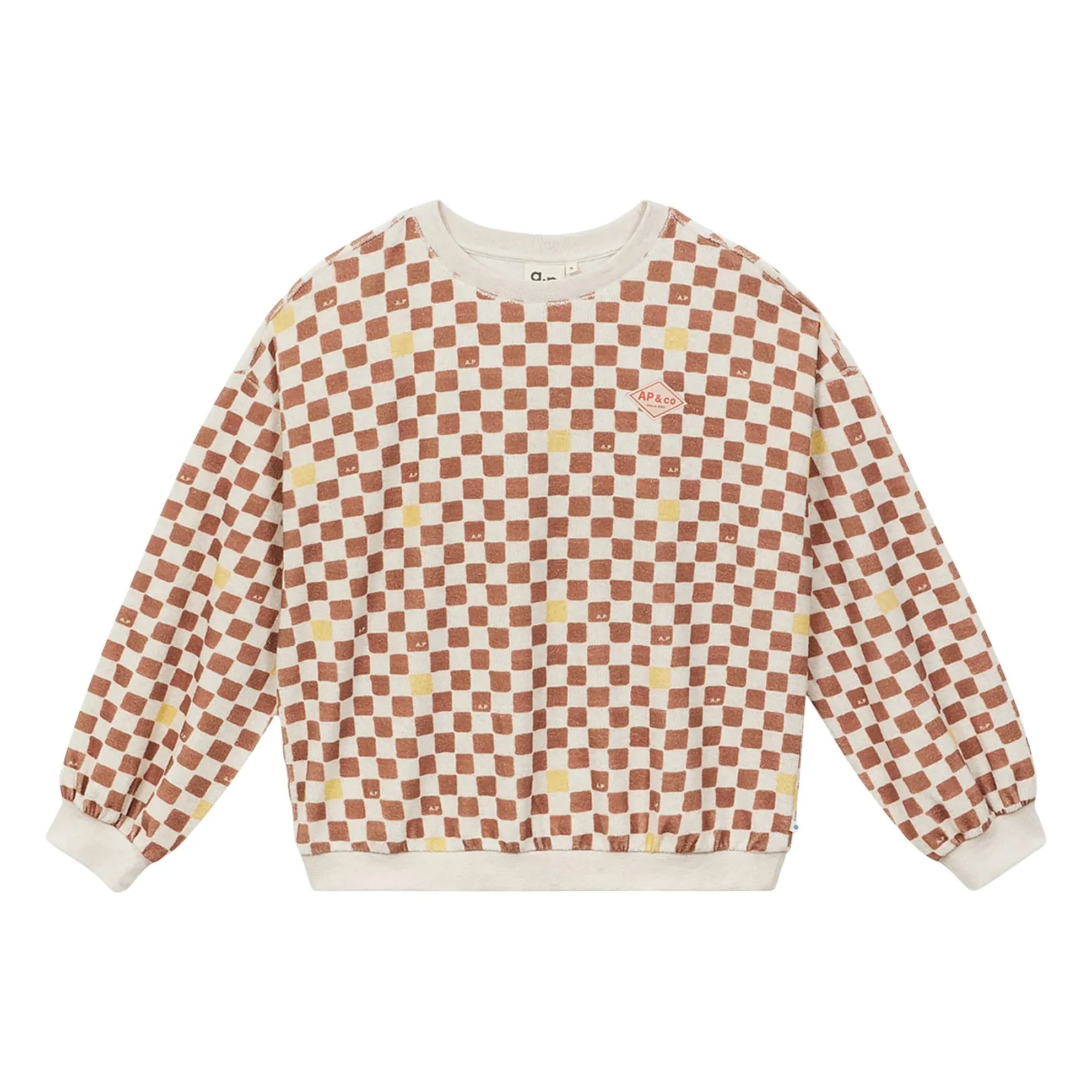 a.p - Sudadera de felpa Damier de algodón orgánico | Marrón