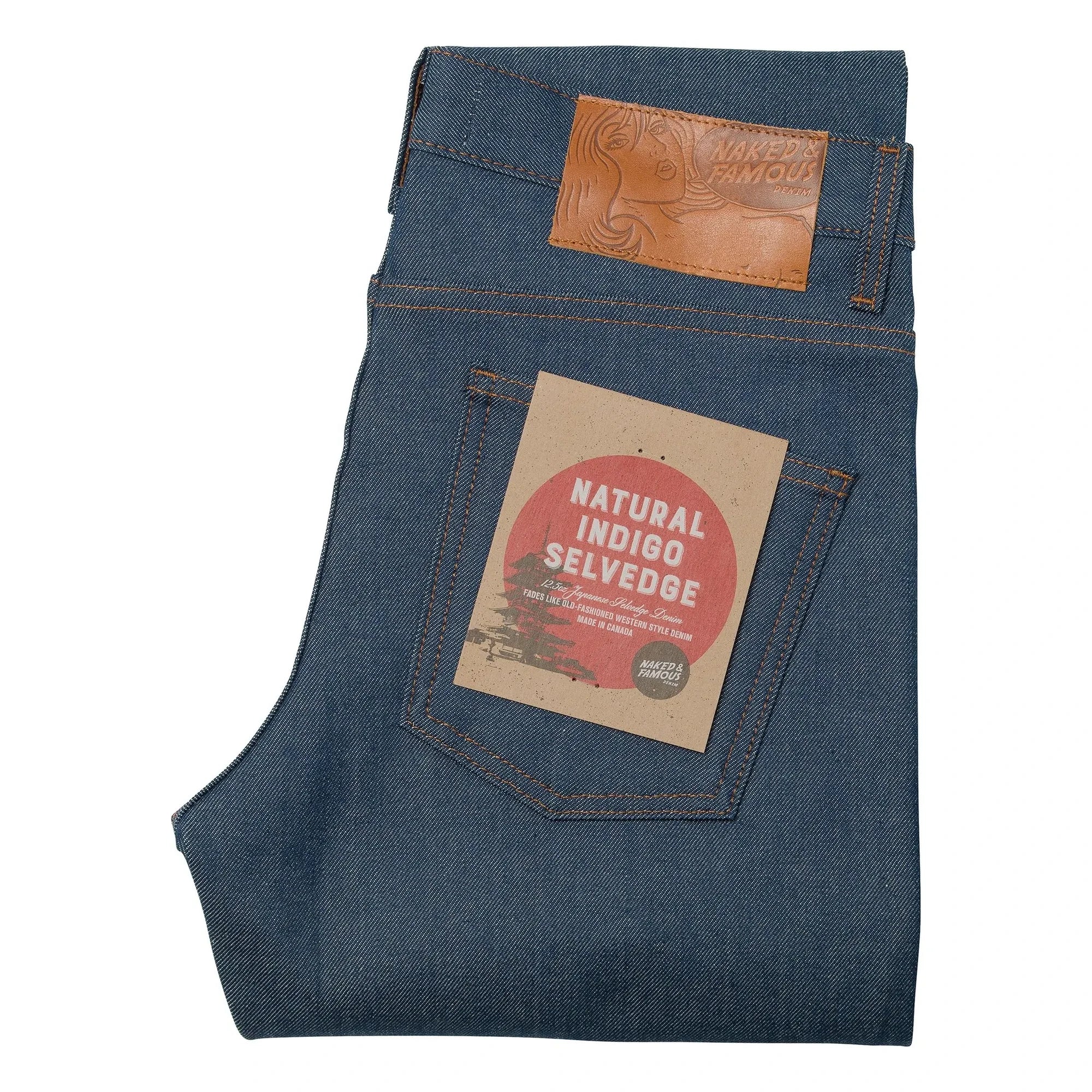 Naked & Famous - Vaquero de orillo índigo natural Super Guy | Índigo
