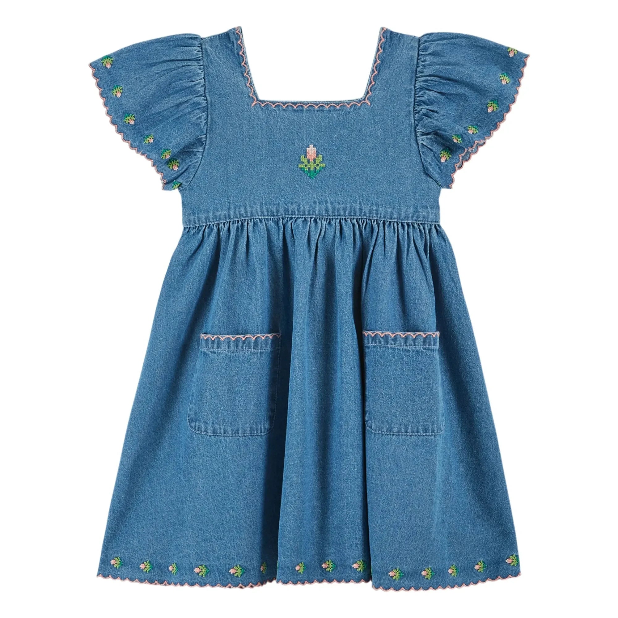 Emile et Ida - Vestido vaquero bordado | Azul