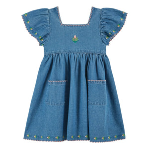 Emile et Ida - Vestido vaquero bordado | Azul