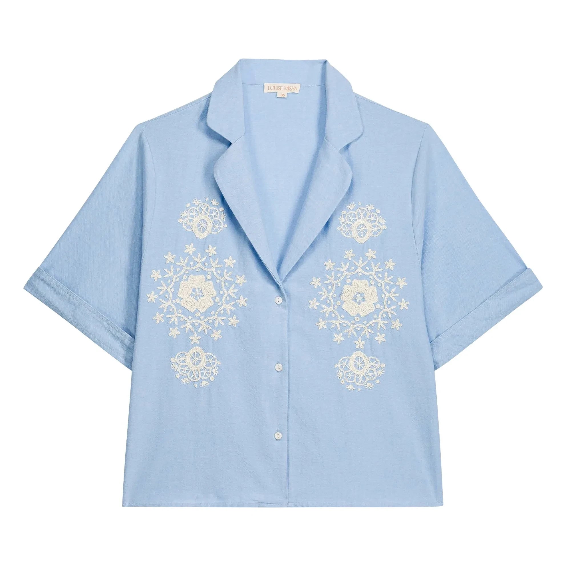 Louise Misha - Camisa de algodón orgánico Emilius | Azul claro