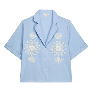 Louise Misha - Camisa de algodón orgánico Emilius | Azul claro