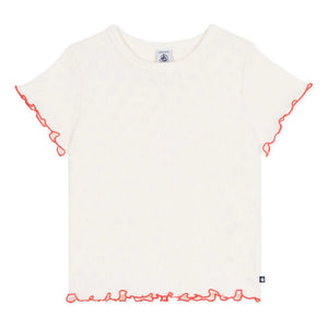Petit Bateau - Camiseta Calados Volantes Corazones | Crudo