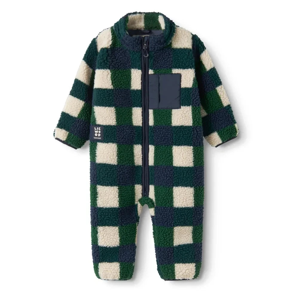 Liewood - Chaqueta de fibra reciclada estilo sherpa Nolano a cuadros | Azul marino