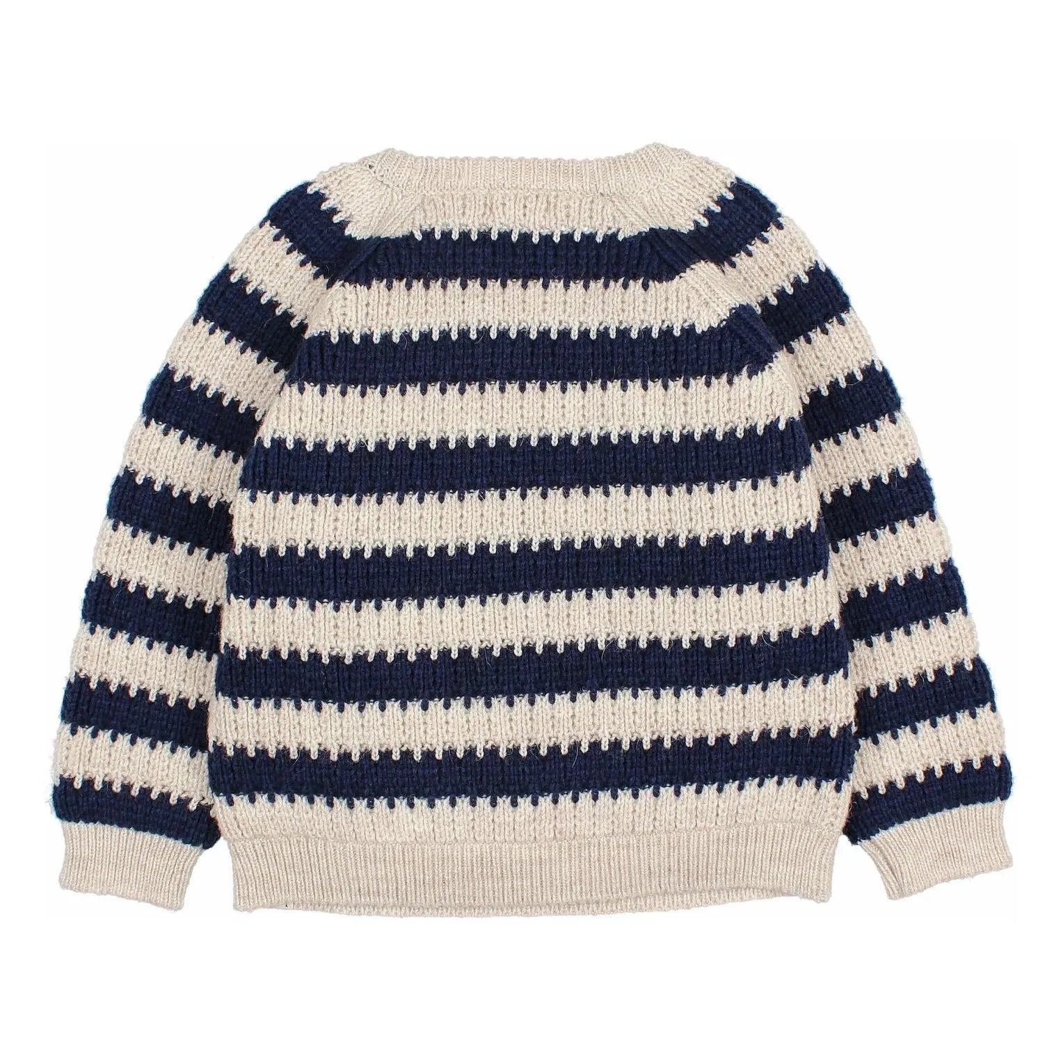 Búho - Jersey de alpaca de lana a rayas | Azul marino
