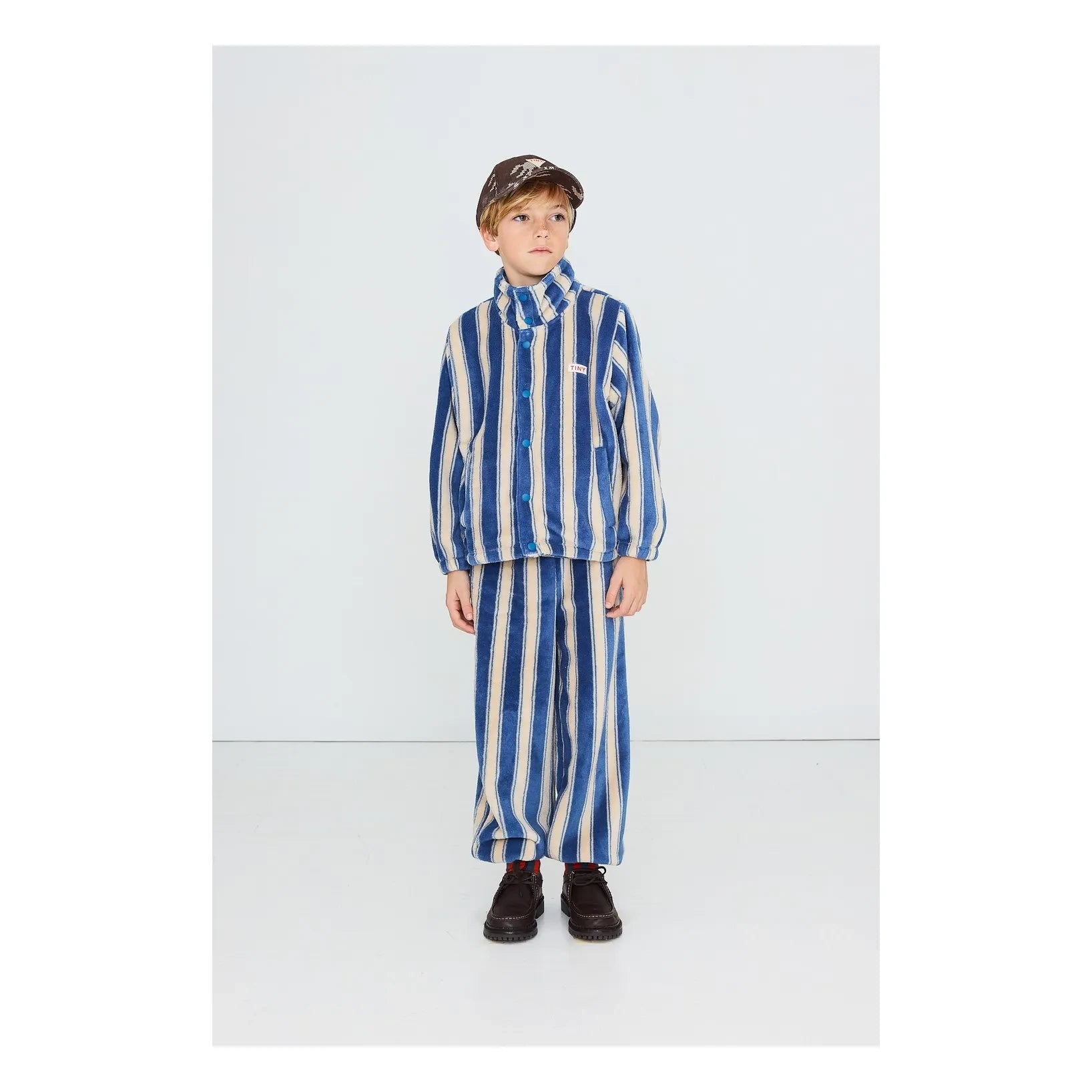 Tinycottons - Chaqueta polar a rayas | Azul petróleo