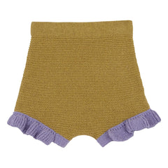birinit - Short de malla con volantes amarillo verdoso