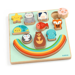 Djeco - Rompecabezas de equilibrio Boom Rainbow