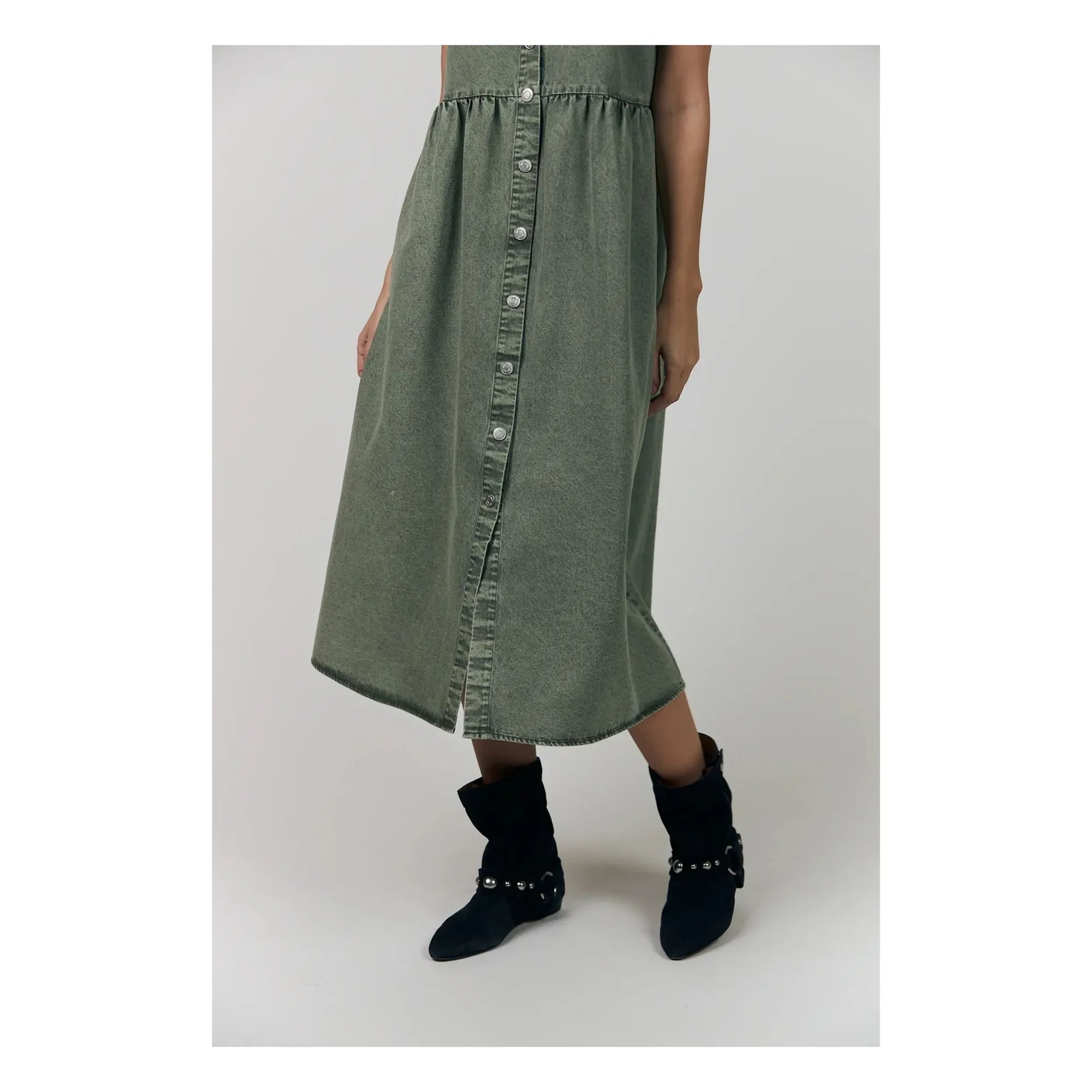Lollys Laundry - Vestido de algodón Aliya | Caqui