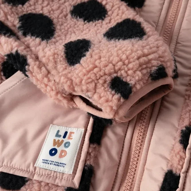 Liewood - Chaqueta Noam estilo sherpa con estampado de leopardo hecha de fibras recicladas | Rosa