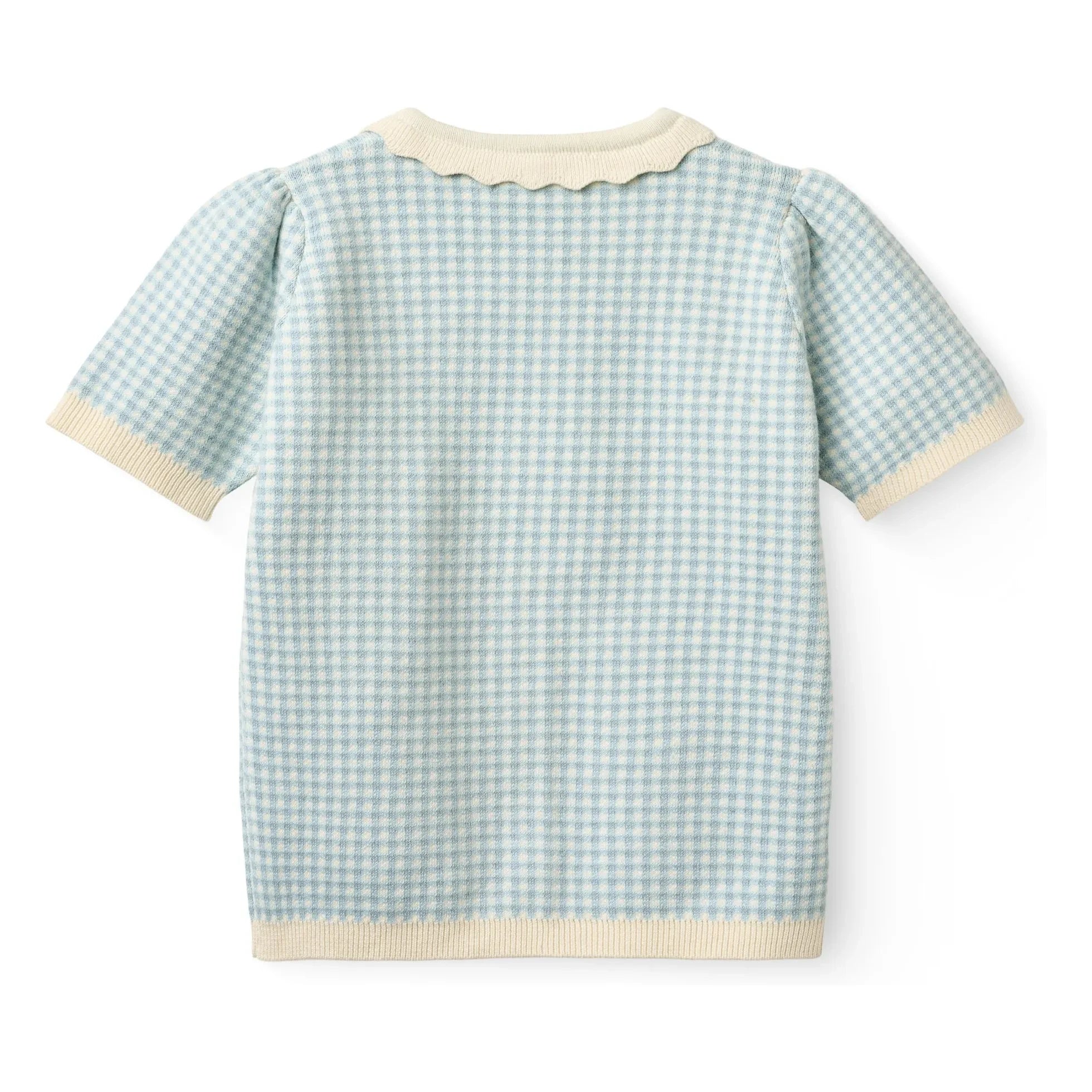 Copenhagen Colors - Cárdigan de manga corta de algodón orgánico jacquard | Azul claro