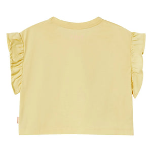 Tinycottons - Camiseta corta de algodón orgánico con volantes rosa | Amarillo pálido