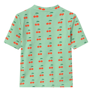 Tinycottons - Camiseta de baño con protección UV de cerezas | agua verde