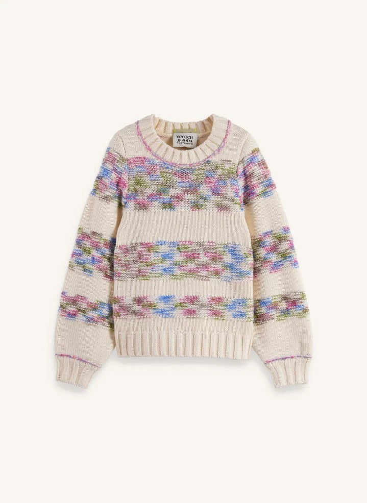 Scotch & Soda - Jersey a rayas arcoíris de fibras recicladas | Beige