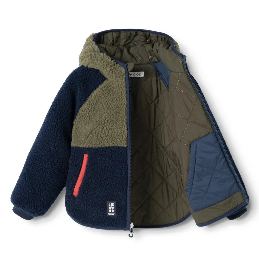 Liewood - Jackson Chaqueta reversible estilo sherpa fabricada con fibras recicladas | Caqui
