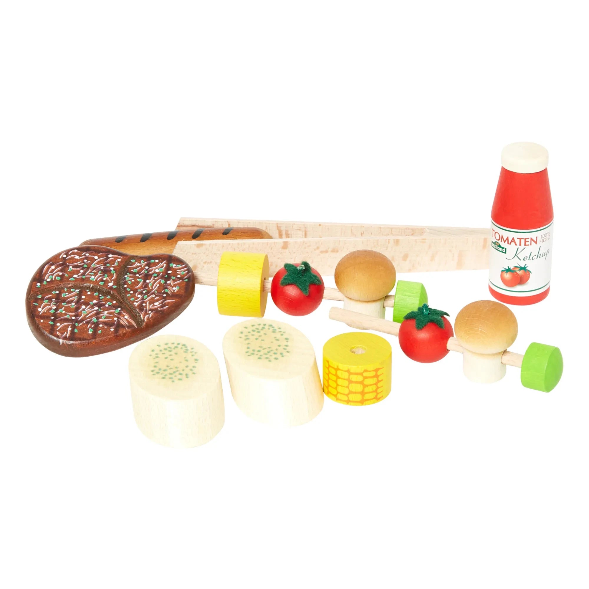 Erzi - Juego de barbacoa de madera - 14 piezas