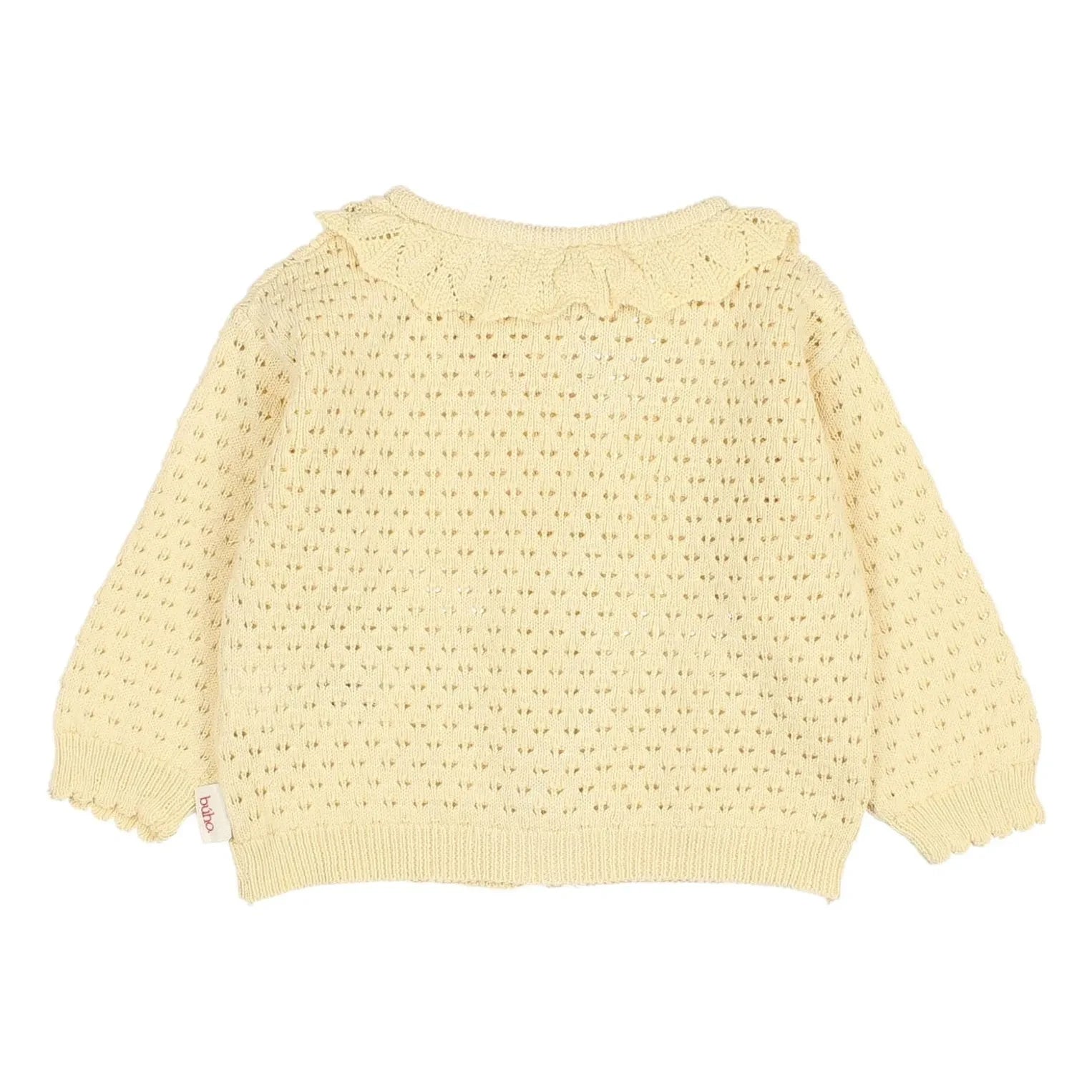 Búho - Cárdigan calado boho de algodón orgánico | Amarillo