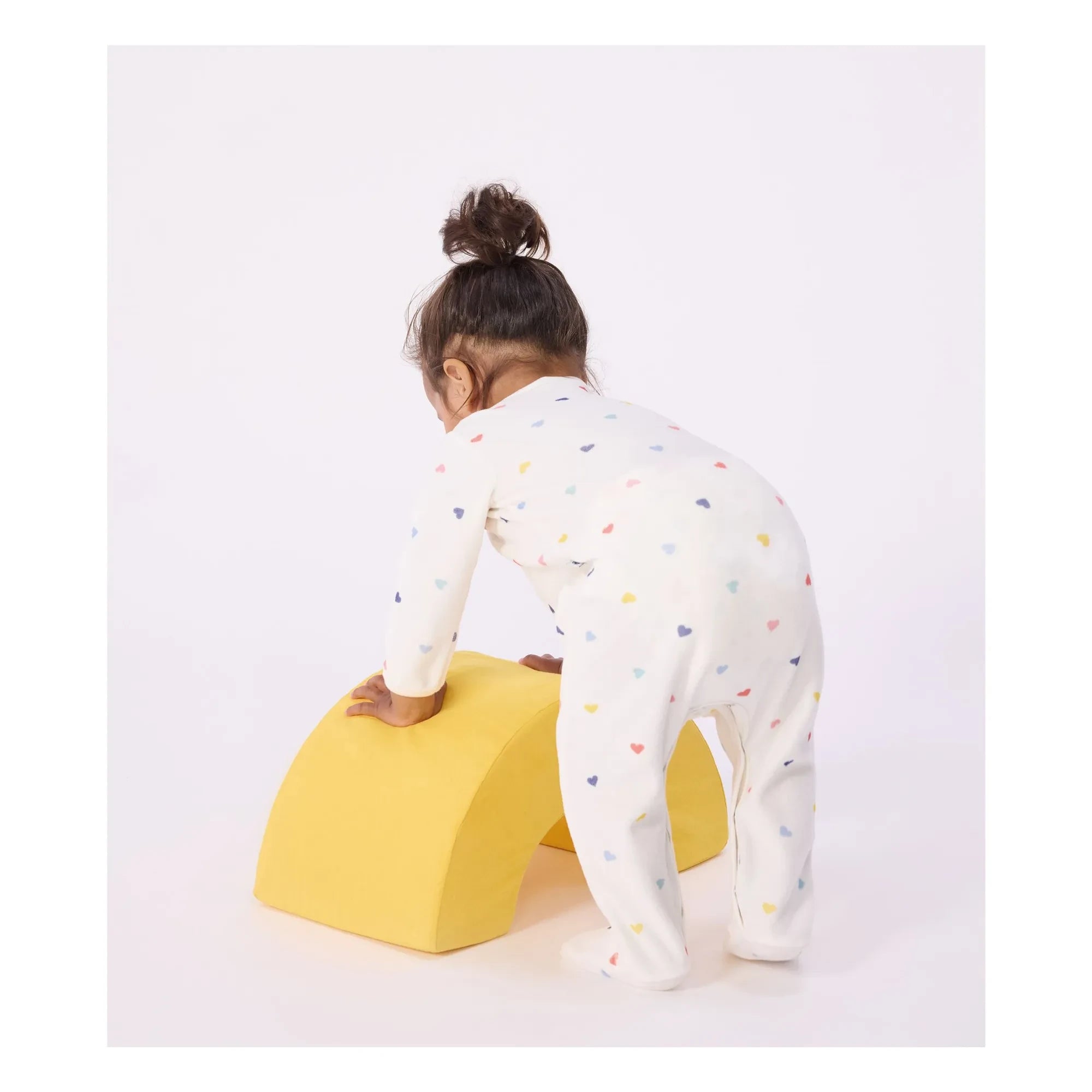 Petit Bateau - Pijama de terciopelo con corazones | Blanco