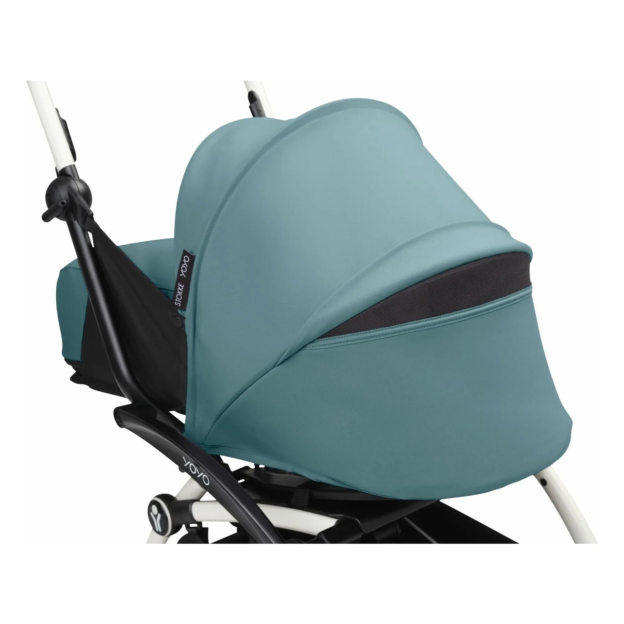 Stokke® - Cochecito de bebé YOYO³ 0+ para recién nacido Chasis blanco | Aqua
