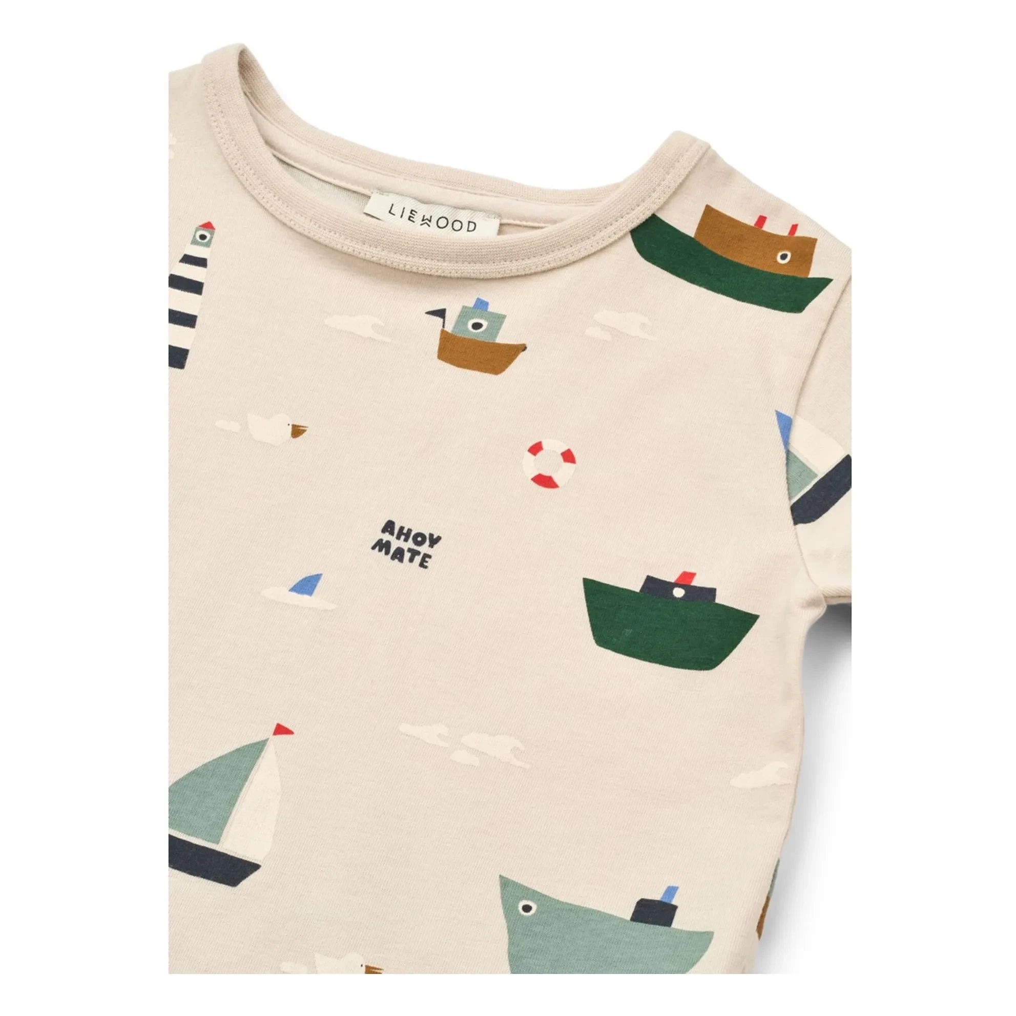 Liewood - Camiseta Apia Bateaux de algodón orgánico | Beige