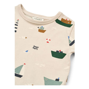 Liewood - Camiseta Apia Bateaux de algodón orgánico | Beige