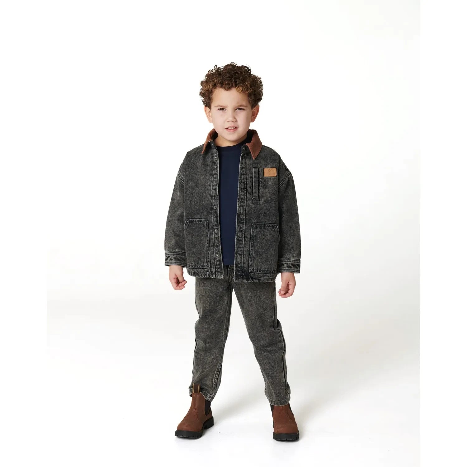 Copenhagen Colors - Chaqueta vaquera desgastada de algodón orgánico | Gris oscuro