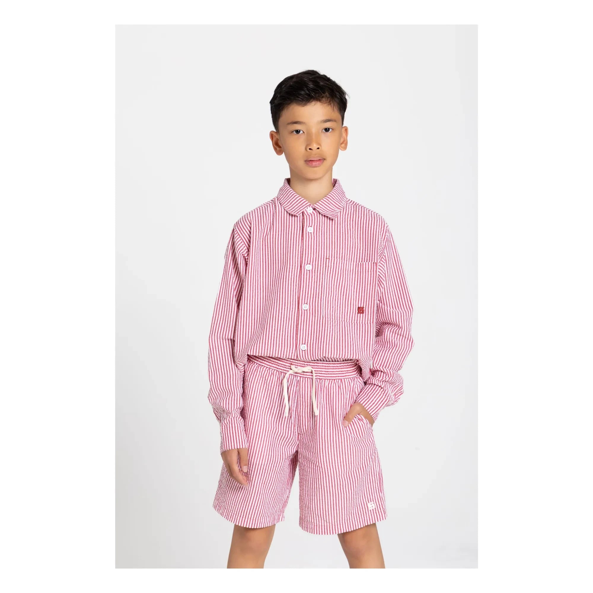 Smallable Kid - Camisa a rayas | Rojo cereza