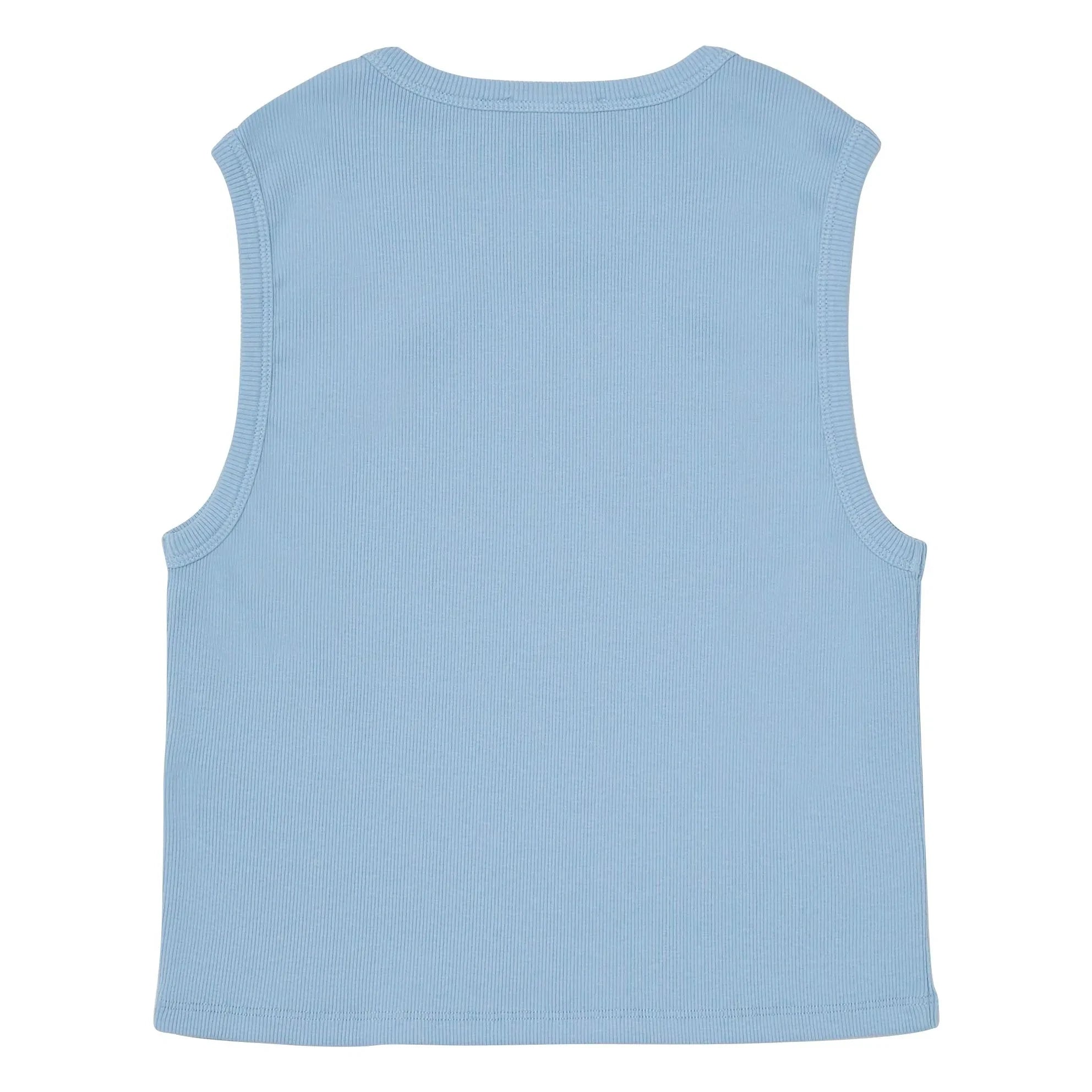 Historia principal - Camiseta sin mangas acanalada de algodón orgánico | Azul claro