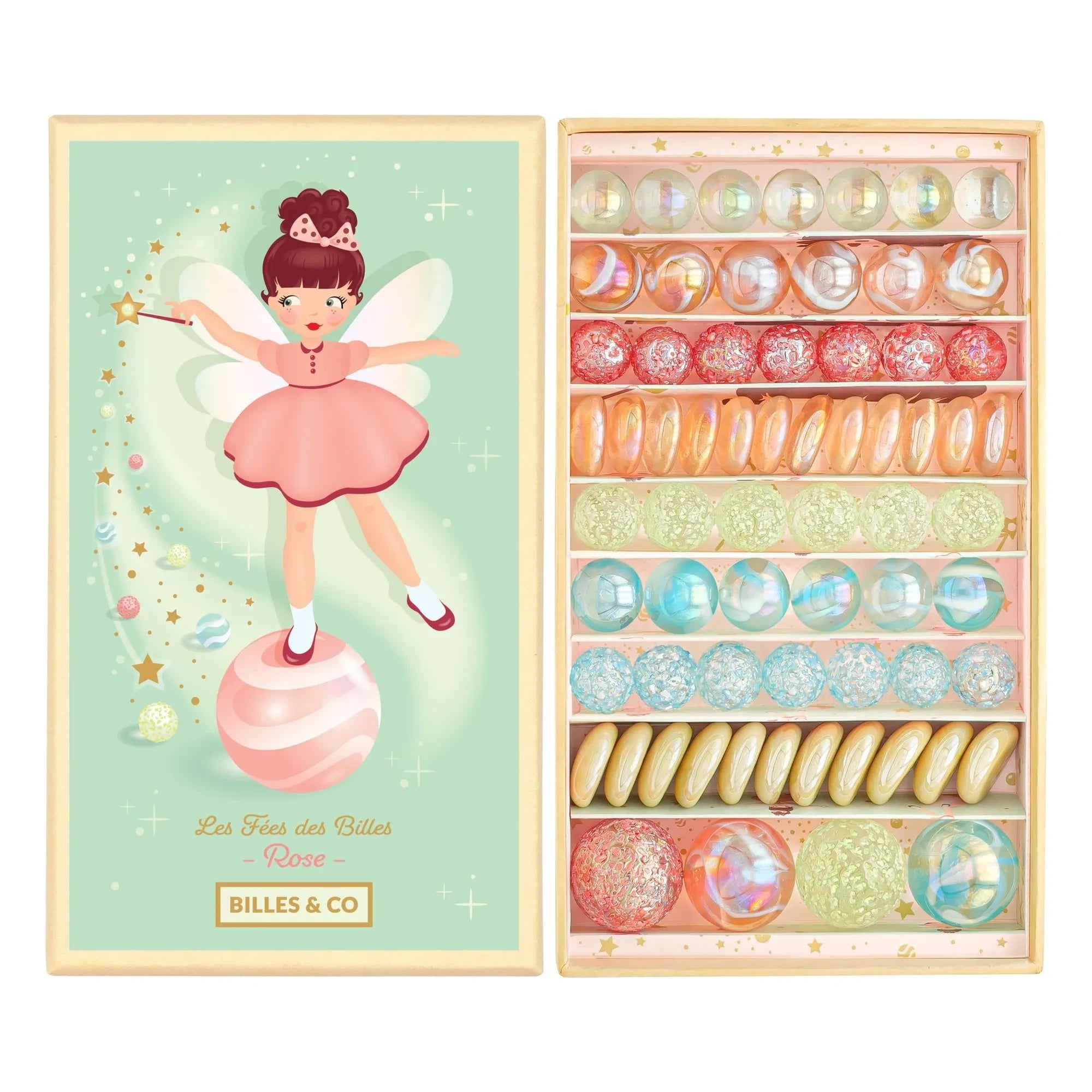 Billes & Co - Caja de 71 canicas Fée Rose