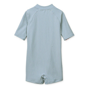 Liewood - Traje de neopreno con protección UV de seersucker a rayas Max de fibras recicladas | Azul