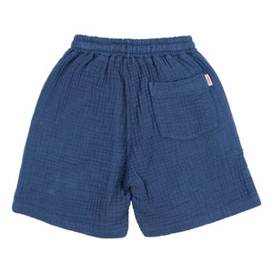 Búho - Pantalón Corto de Gasa de Algodón Bermuda | Azul Marino