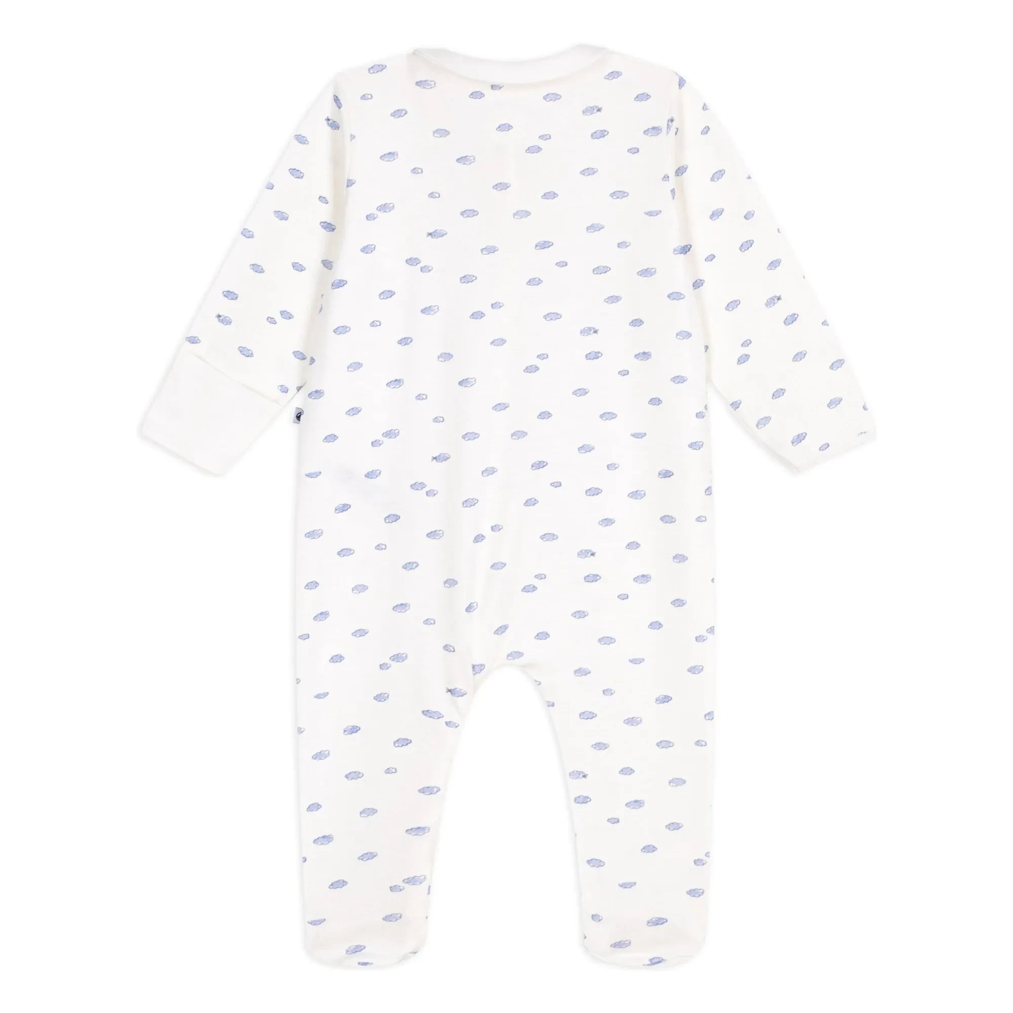 Petit Bateau - Pijama Dors Bien de algodón orgánico con cremallera Nubes | Blanco