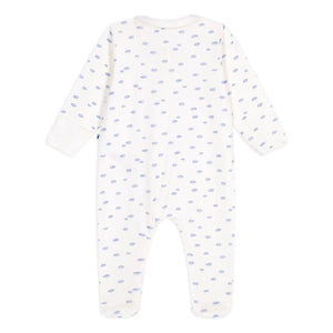 Petit Bateau - Pijama Dors Bien de algodón orgánico con cremallera Nubes | Blanco