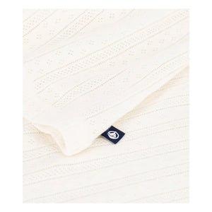Petit Bateau - Camiseta con cuello tunecino de punto calado | Crudo