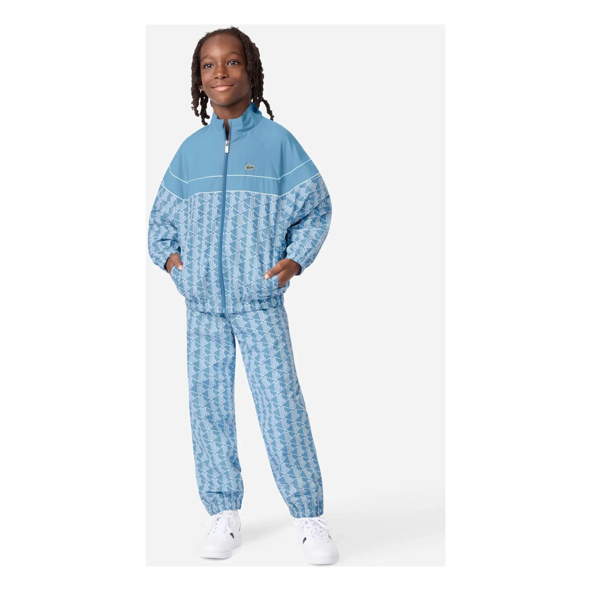 Lacoste - Conjunto de chaqueta y pantalón de chándal de fibra reciclada con monograma | Azul claro
