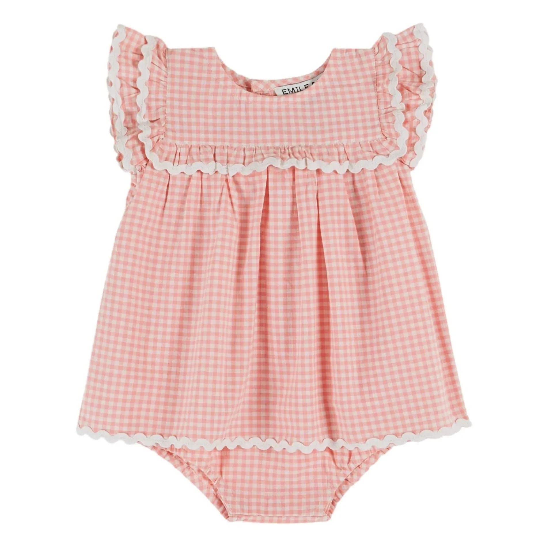 Emile et Ida - Vestido peto de algodón orgánico de cuadros Vichy | Rosa