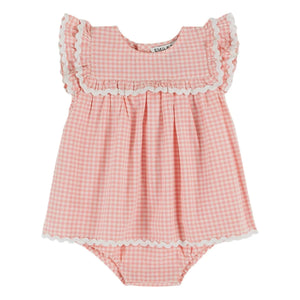 Emile et Ida - Vestido peto de algodón orgánico de cuadros Vichy | Rosa