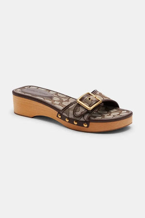 Coach Zapatillas de tacón bajo de piel Margot Signature Jacquard para mujer