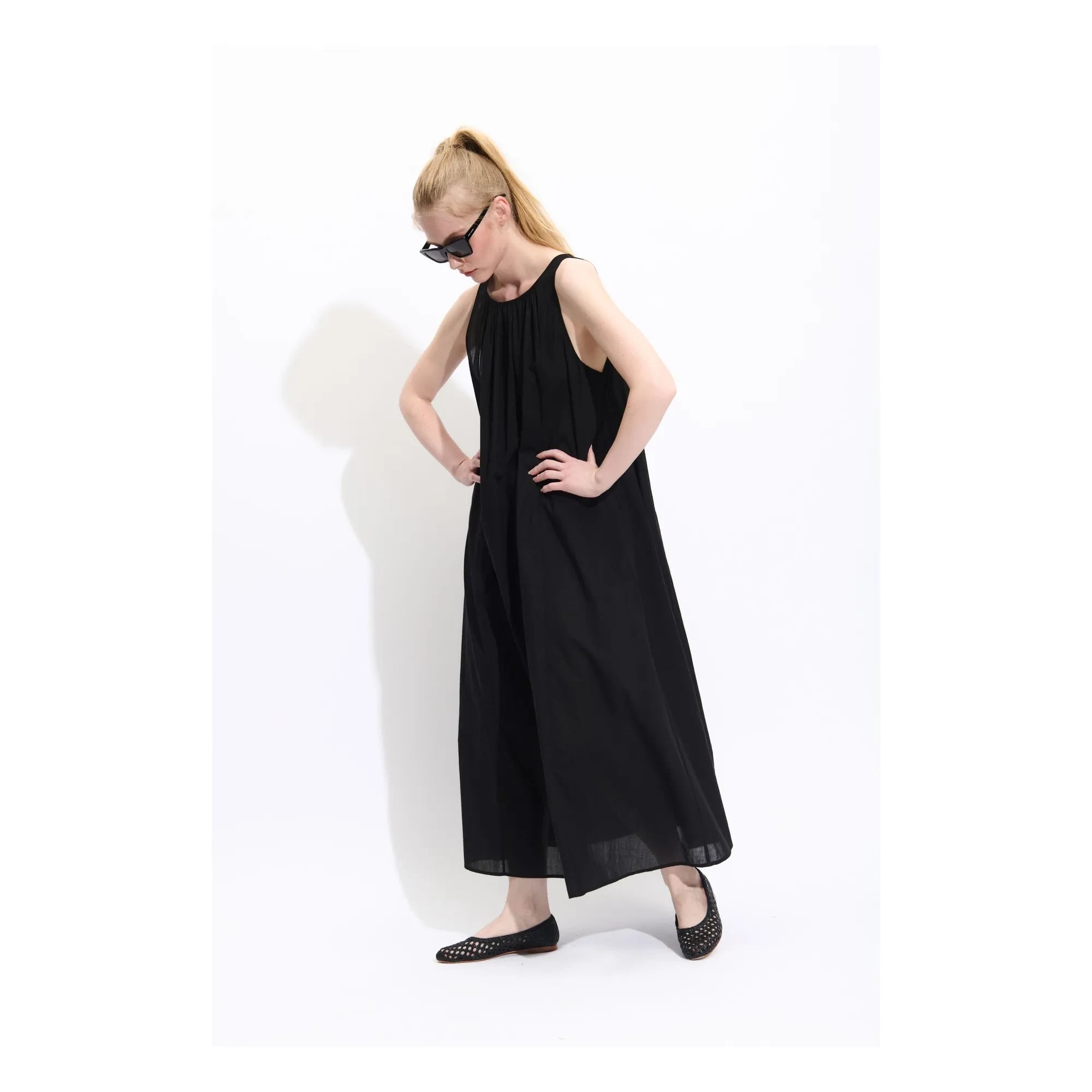 BELLEPIECE - Vestido de velo de algodón Biaccio | Negro