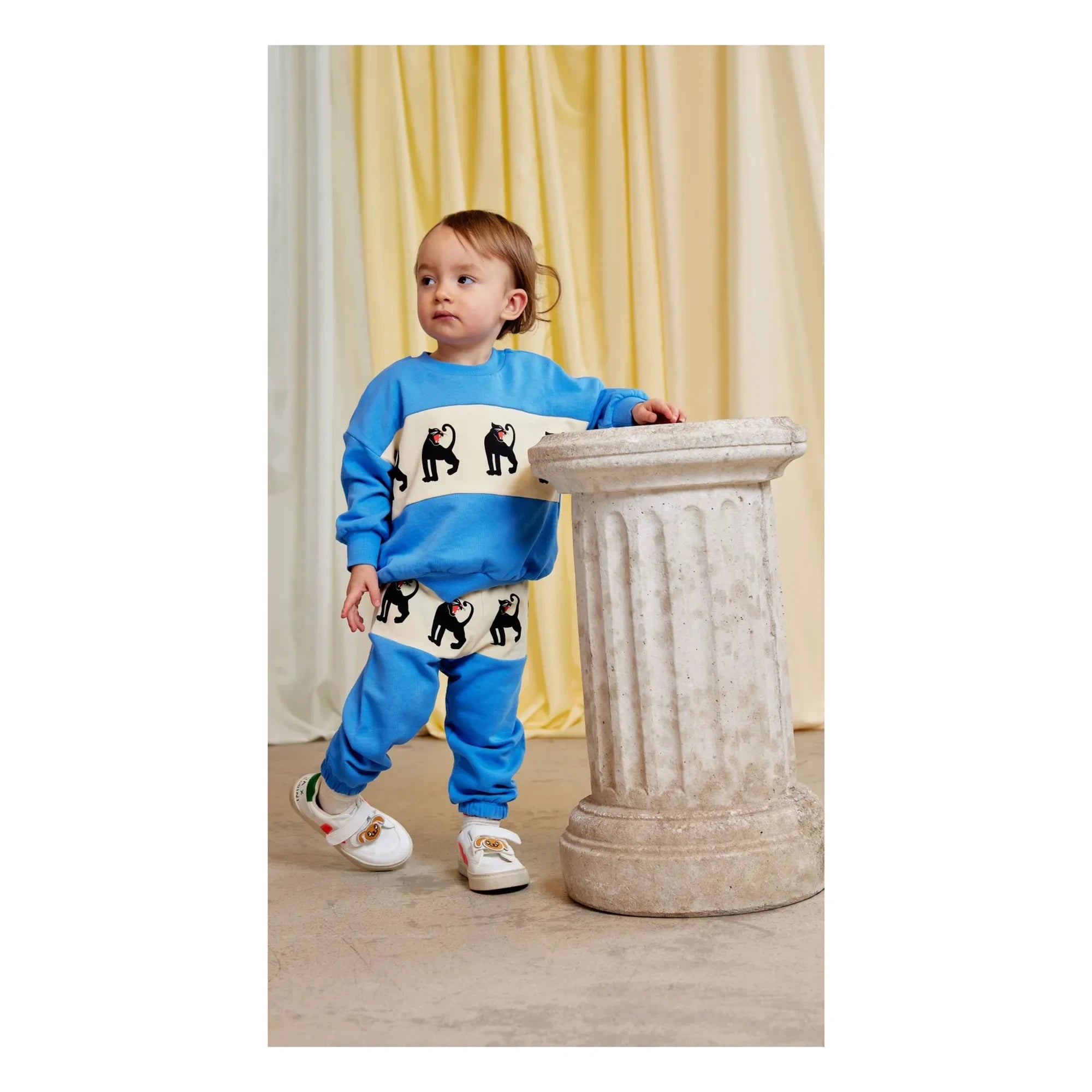 Mini Rodini - Pantalón de chándal Panther de algodón orgánico | Azul celeste