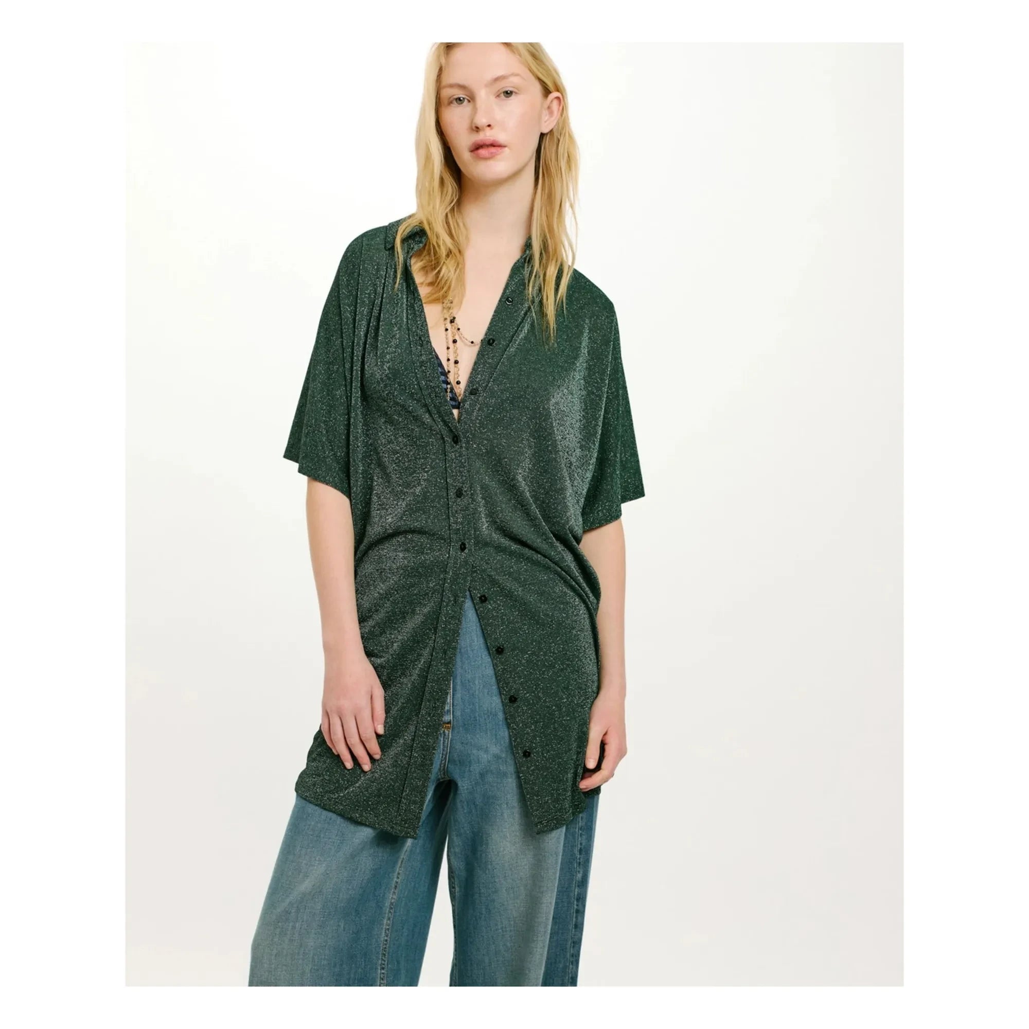 Momoni - Vestido Metálico Asado | Verde