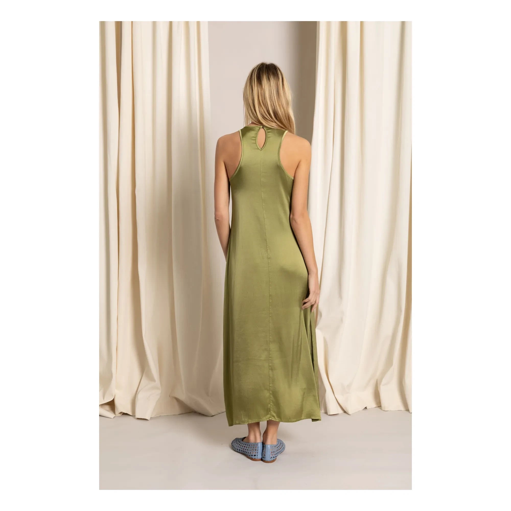 Smallable Mujer - Vestido de Satén Zelie | Verde anís